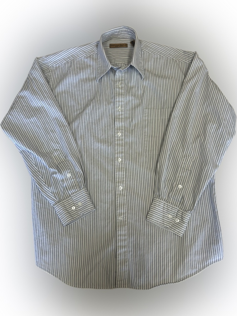 Donna Karan Men's Striped Dress Shirt - Light Blue & White